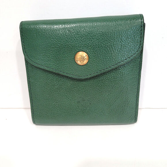 Il BISONTE Compact Bill Card Wallet Green Bifold Geniue Leather Made in Italy - Picture 1 of 14